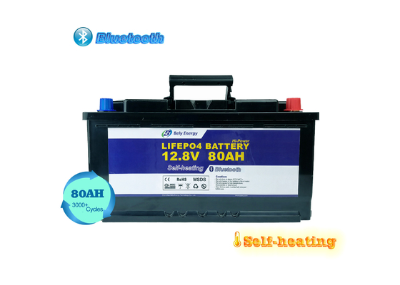 แบตเตอรี่ลิเธียมเหล็กฟอสเฟตบลูทู ธ เกรด A 12V 80Ah สำหรับหุ่นยนต์